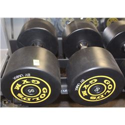 PAIR OF GOLDS GYM BRANDED DUMBBELLS  - 95 LBS EA