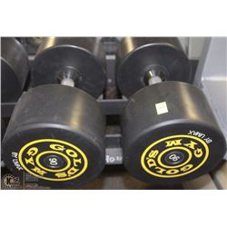 PAIR OF GOLDS GYM BRANDED DUMBBELLS  - 90 LBS EA