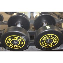 PAIR OF GOLDS GYM BRANDED DUMBBELLS  - 35 LBS EA