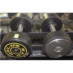PAIR OF GOLDS GYM BRANDED DUMBBELLS  - 30 LBS EA
