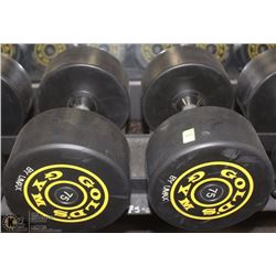 PAIR OF GOLDS GYM BRANDED DUMBBELLS  - 75 LBS EA