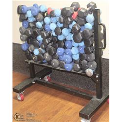 ROLLING HAND WEIGHT CART WITH VARIOUS SIZED