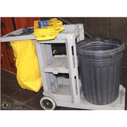 RUBBERMAID CLEANING CART, INCLUDES GARBAGE