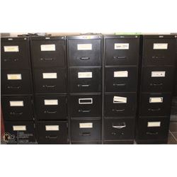 LOT OF 5, BLACK 4 DRAWER LETTER UPRIGHT FILING