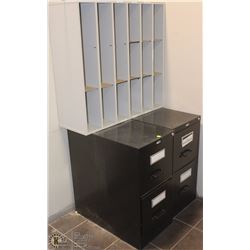 LOT OF 2 BLACK TWO DRAWER FILING CABINETS AND