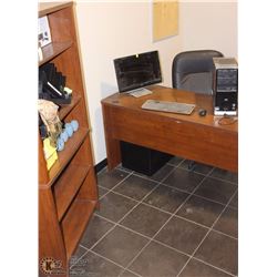 OFFICE DESK, SHELF AND 1 OFFICE CHAIR