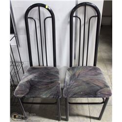 LOT OF 2 METAL CHAIRS WITH FABRIC SEATS
