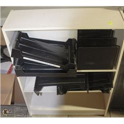 3 TIER WHITE BOOK CASE WITH A GROUP OF