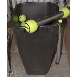 GARBAGE PAIL FULL OF CARDIO WEIGHT