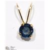 Image 1 : 14KT YELLOW GOLD BLUE SAPPHIRE PENDANT