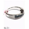 Image 2 : ST SILVER RHODIUM PLATED BLUE &WHITE DIAMOND RING