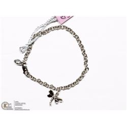 STERLING SILVER DIAMOND DRAGONFLY CHARM BRACELET