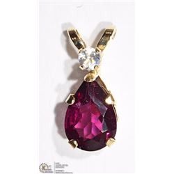 10KT YELLOW GOLD GARNET PENDANT