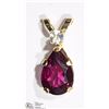 Image 1 : 10KT YELLOW GOLD GARNET PENDANT