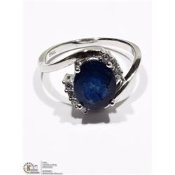STERLING SILVER SAPPHIRE & CZ RING