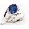 Image 2 : STERLING SILVER SAPPHIRE & CZ RING
