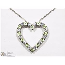 ST SILVER PERIDOT & CZ PENDANT W/ CHAIN NECKLACE