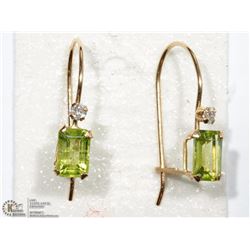 10KT YELLOW GOLD PERIDOT & DIAMOND EARRINGS
