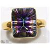 Image 1 : ST SILVER GOLD TONE RAINBOW MYSTIC TOPAZ RING