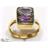 Image 2 : ST SILVER GOLD TONE RAINBOW MYSTIC TOPAZ RING