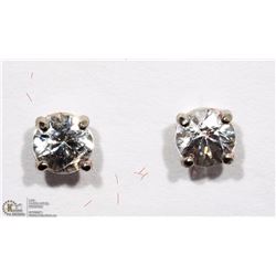 14KT WHITE GOLD WHITE SAPPHIRE STUD EARRINGS