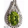 Image 1 : STERLING SILVER PERIDOT & DIAMOND PENDANT