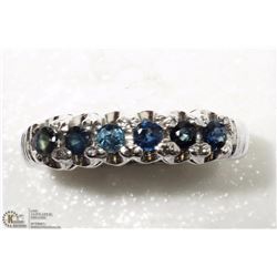 STERLING SILVER 6 BLUE SAPPHIRE RING