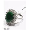 Image 3 : STERLING SILVER OVAL SHAPE EMERALD & TOPAZ RING