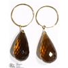 Image 1 : 14KT YELLOW GOLD BROWN SMOKY QUARTZ EARRINGS
