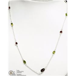 ST SILVER AGATE PERIDOT QUARTZ & GARNET NECKLACE
