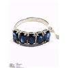 Image 2 : 10KT WHITE GOLD 5 BLUE SAPPHIRE RING