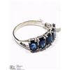 Image 3 : 10KT WHITE GOLD 5 BLUE SAPPHIRE RING