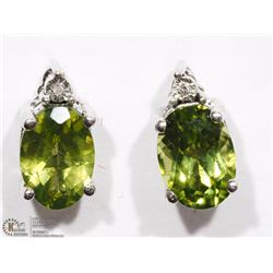 STERLING SILVER PERIDOT & DIAMOND EARRINGS