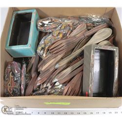 BOX OF INDONESIAN WOODEN ARTS COLLECTION & MORE