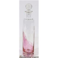PINK ITALIAN GLASS ETCHED DECANTER