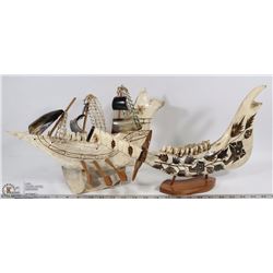 2 HANDMADE JAW BONE CARVINGS