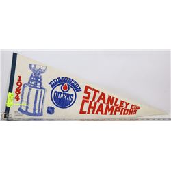 RARE OILERS 1984 PENNANT STANLEY CUP.