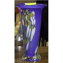 LARGE BLUE ART GLASS VASE MADE IN CZECH REPUBLIC