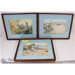 SET OF 3 FRAMED VINTAGE PICTURES BY CL.