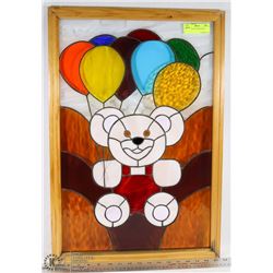 STAINED GLASS TEDDY BEAR PICTURE