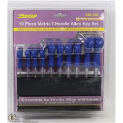 10PC METRIC T-HANDLE ALLAN KEY SET.