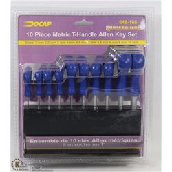 10PC METRIC T-HANDLE ALLAN KEY SET.