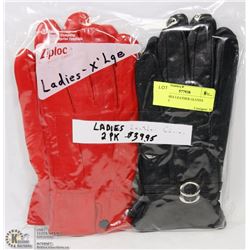 2PK LADIES LEATHER GLOVES X-LARGE