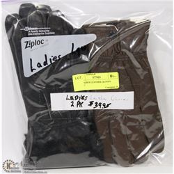 2PK LADIES LEATHER GLOVES LARGE