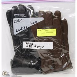 2PK LADIES LEATHER GLOVES LARGE