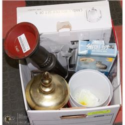 LARGE BOX WITH SHOWHOME DECOR AND 5PC CANDLE-