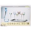 Image 1 : 8 PC CORDIAL SET INCLUDES DECANTER, SERVING TRAY