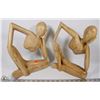 Image 1 : 2 LIGHT WOOD SITTING PERSON ORNAMENTS