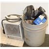 Image 1 : COMMERCIAL HEATER SOLD W/ BUCKET OF ELECTRONICS