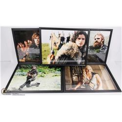 LOT OF 5 FRAMED GAME OF THRONES PICTURES